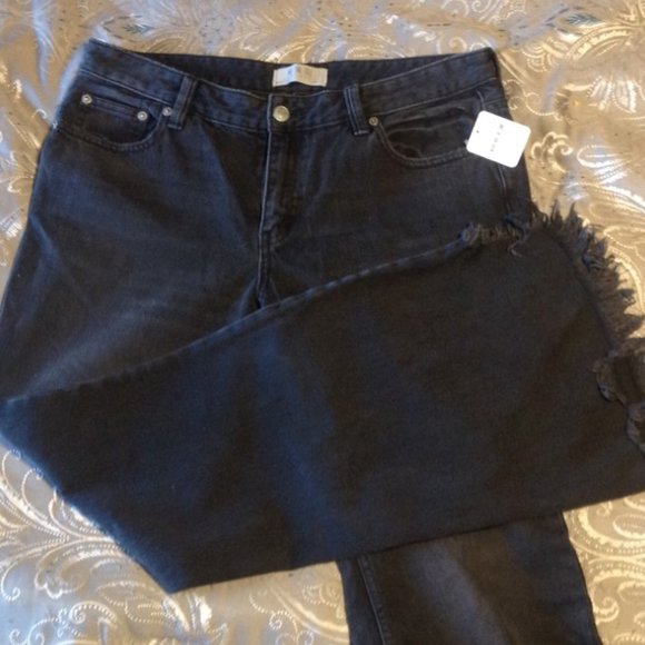 Free People Denim - Free People Raw Hem Vintage Flare Black Jeans 30